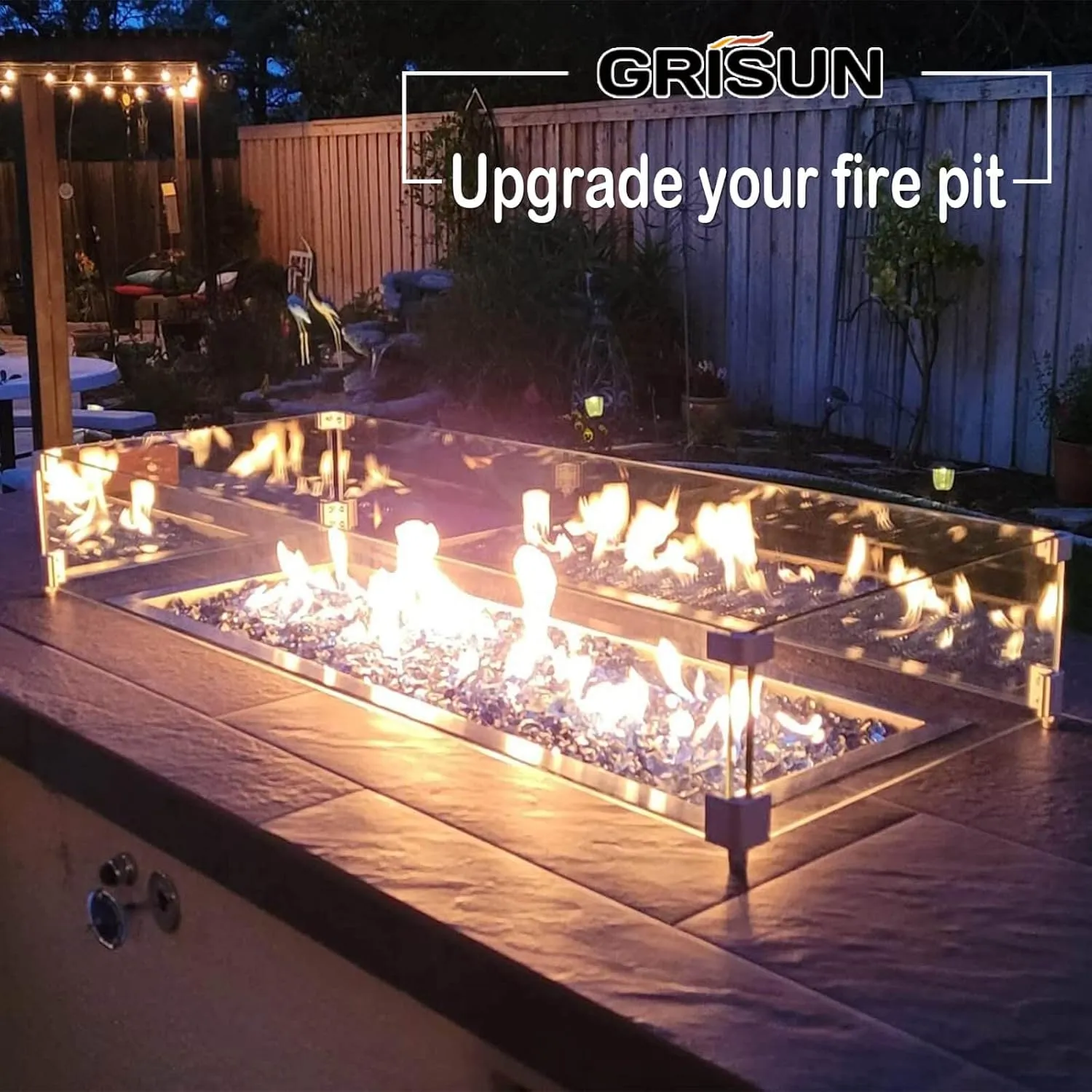 GRISUN Drop-in Fire Pit Kit 30 x 10 Inch, H-Shape Burner with Pan, Come with Upgraded Spark Ignition Kit for Gas Fire Pit, Fire Pit Table Insert Stainless Steel, Suitable for Indoor Outdoor Decoration