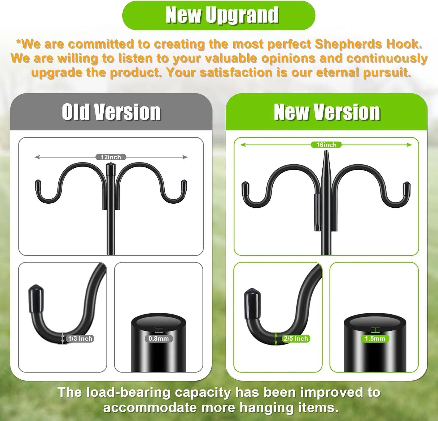 Gtongoko Double Shepherds Hook for Outdoor, 2 Pack 92 Inch Heavy Duty Bird Feeder Pole 3/4 Inch Thick Garden Hooks for Hanging Hummingbird Feeder, Plant Baskets, Solar Light Lanterns