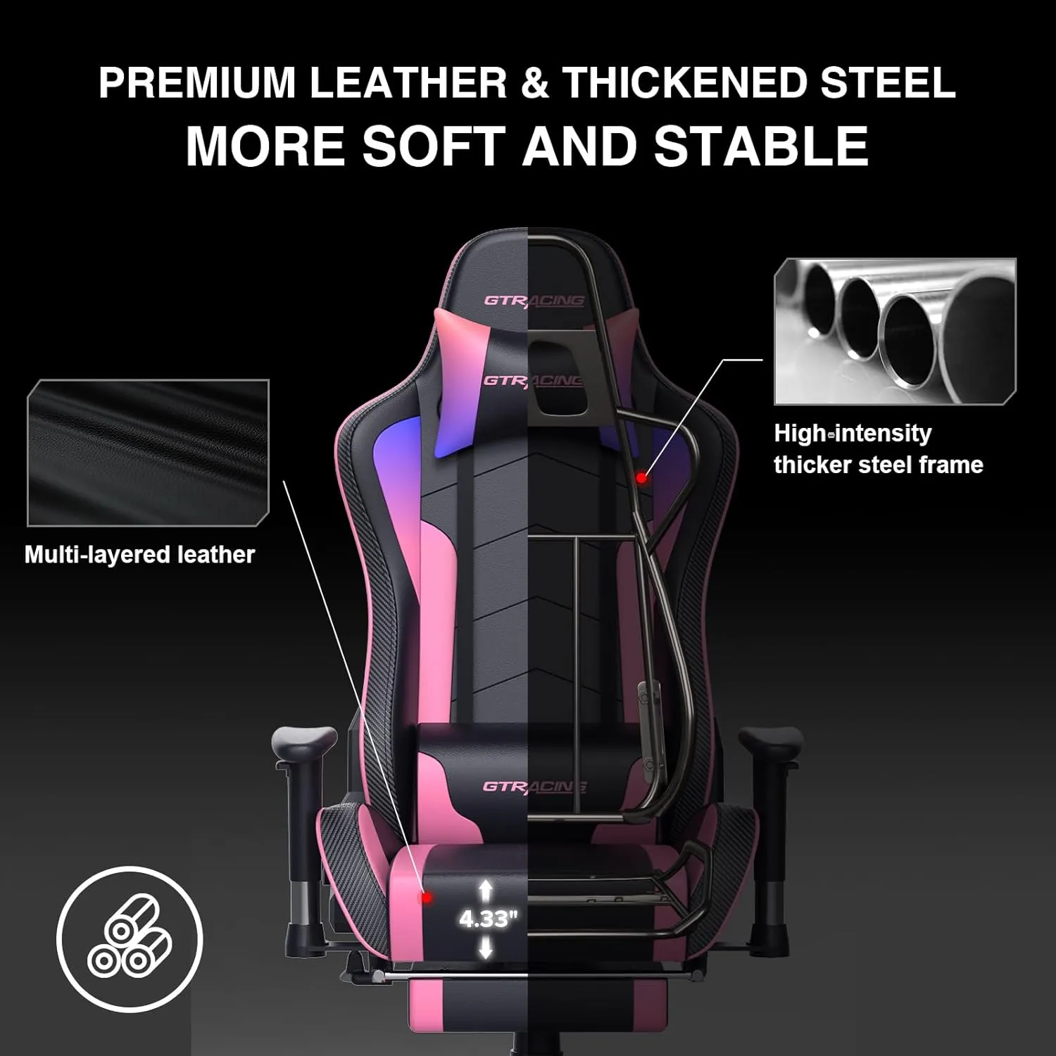 GTRACING Gaming Chair with Footrest Speakers Video Game Chair Bluetooth Music Heavy Duty Ergonomic Computer Office Desk Chair