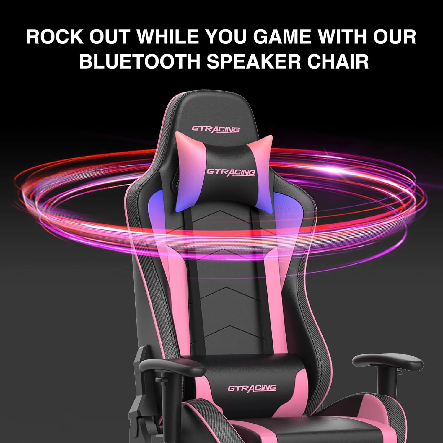 GTRACING Gaming Chair with Footrest Speakers Video Game Chair Bluetooth Music Heavy Duty Ergonomic Computer Office Desk Chair