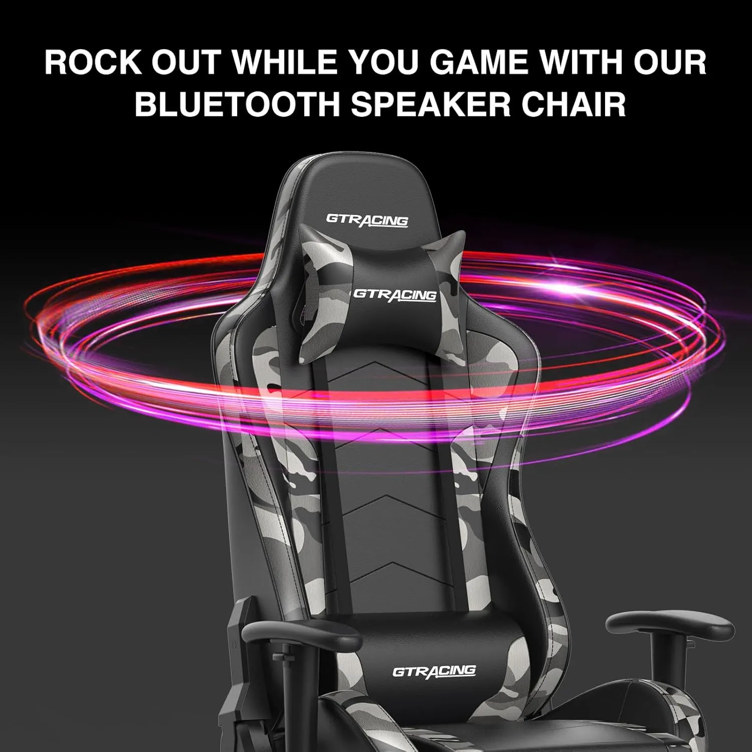 GTRACING Gaming Chair with Footrest Speakers Video Game Chair Bluetooth Music Heavy Duty Ergonomic Computer Office Desk Chair