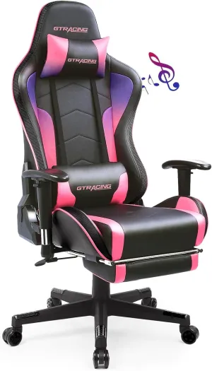 GTRACING Gaming Chair with Footrest Speakers Video Game Chair Bluetooth Music Heavy Duty Ergonomic Computer Office Desk Chair