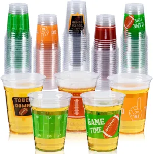 GuassLee 50 Party Cups - 12oz Clear Plastic Football Cups for Tailgate Sports Party Decorations Supplies Favors