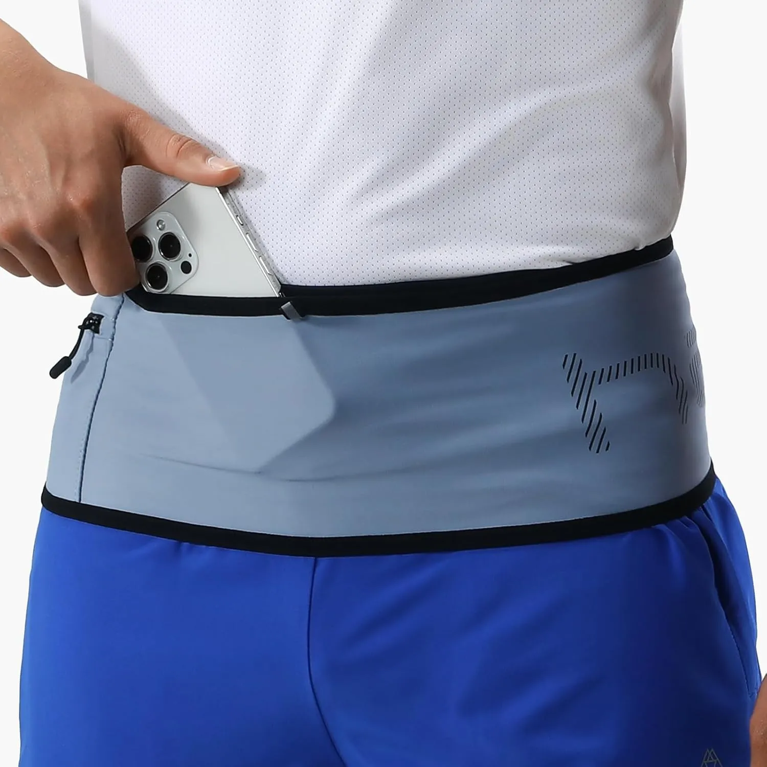 Haimont Lightweight Trail Running Waist Belt, Hydration Storage Belt Waist Pack for Men and Women with Zipper Pocket,Blue, S