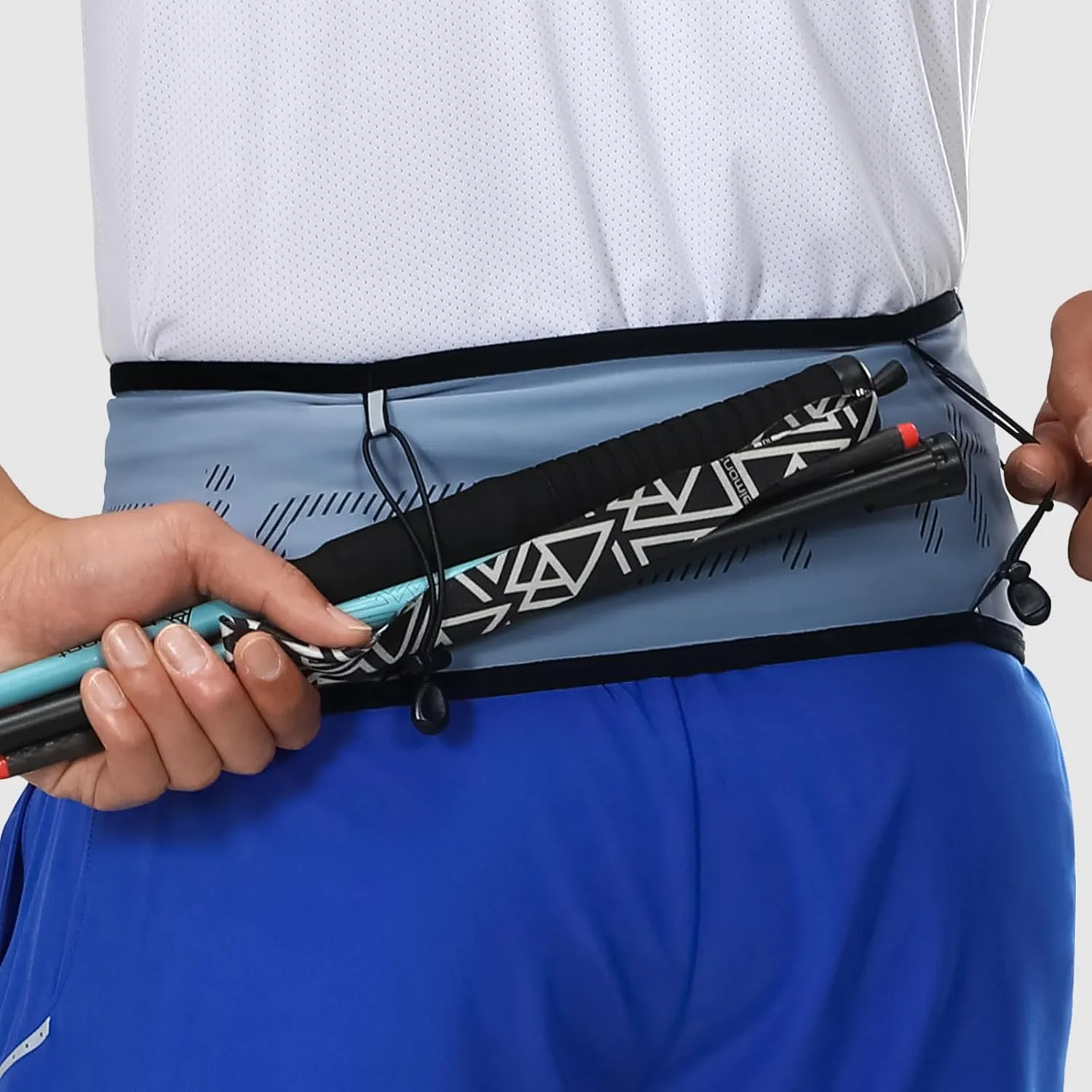 Haimont Lightweight Trail Running Waist Belt, Hydration Storage Belt Waist Pack for Men and Women with Zipper Pocket,Blue, S
