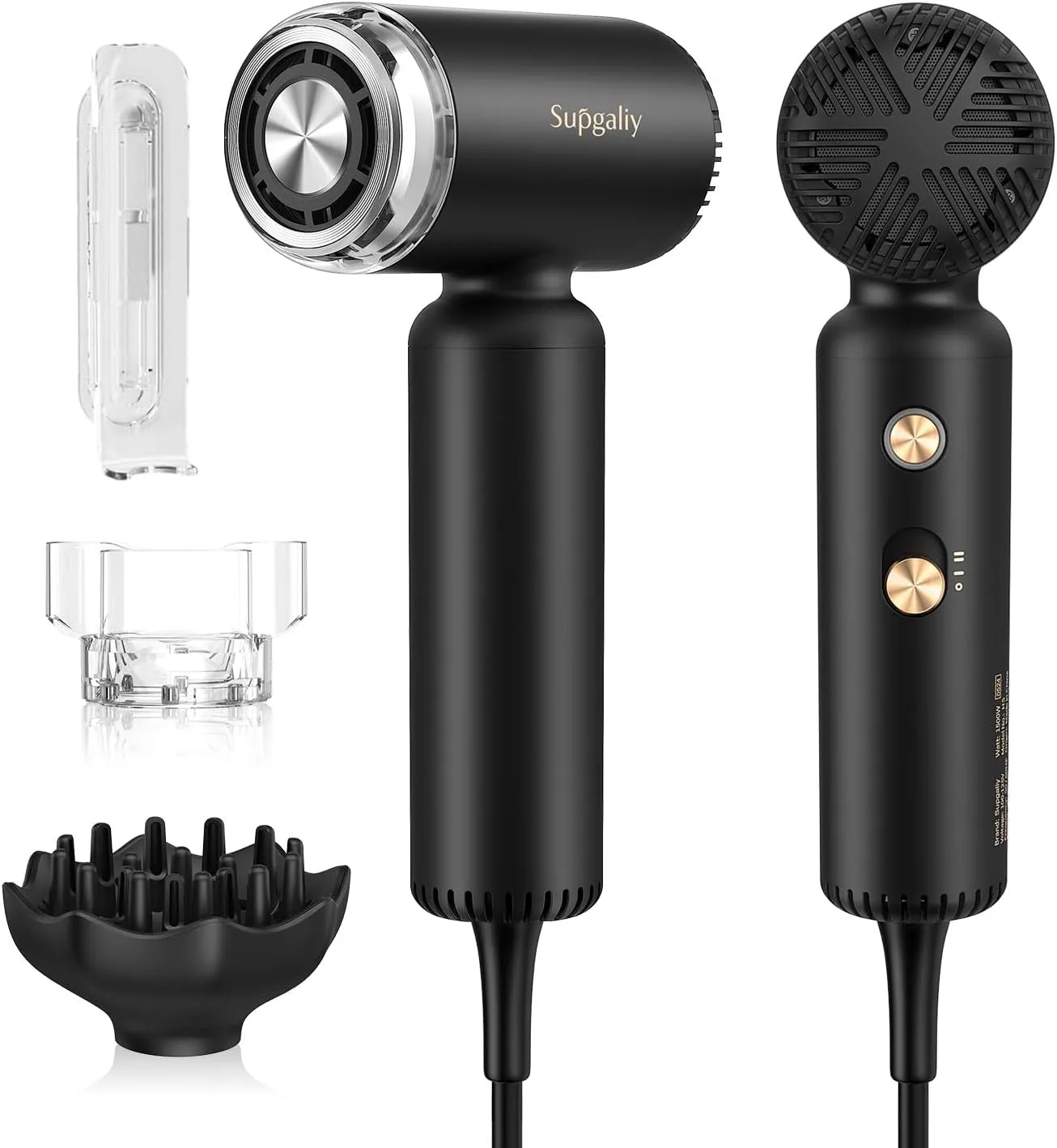 Hair Dryer - Mini HairDryer, Ionic High-Speed Motor for Fast Drying, Portable Lightweight Blow Dryer, Quiet Professional Blowdryer with Magnetic Curly Diffuser & Concentrator for Home Travel