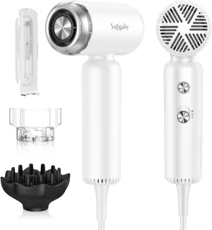Hair Dryer - Mini HairDryer, Ionic High-Speed Motor for Fast Drying, Portable Lightweight Blow Dryer, Quiet Professional Blowdryer with Magnetic Curly Diffuser & Concentrator for Home Travel