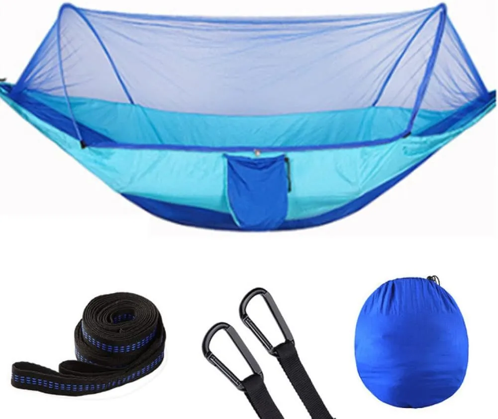 Hammock Portable Outdoor Parachute Hammocks Camping Hammock with Mosquito Net Camping Stuff for Hiking Backpacking Tree Jungle for Outdoor Camping and Picnic