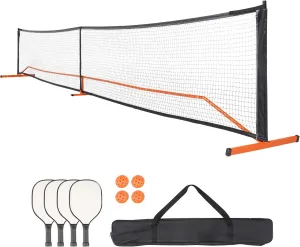 Happybuy 22FT Pickleball Net Set, Portable Regulation Size System with Balls, Paddles, Carrying Bag, Weather-Resistant Metal Frame & PE Net, for Outdoor Backyard Driveway