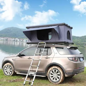 Hard Shell Rooftop Tent Pickup Truck Tent, Double Layer 1-3 Persons car Bed Tent with Storage Bag, Retractable Ladder and Zipper Door for Camping and Hiking