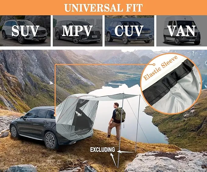 Hasika Canopy Tent Sun Shade Awning for Camping Road Trip Park Waterproof 3000MM UPF 50  Gray (Large)