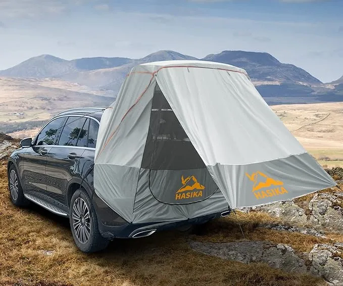Hasika Canopy Tent Sun Shade Awning for Camping Road Trip Park Waterproof 3000MM UPF 50  Gray (Large)