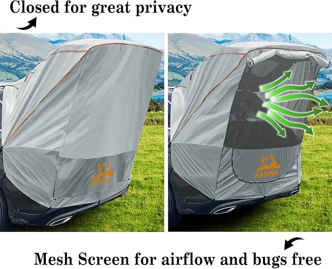 Hasika Canopy Tent Sun Shade Awning for Camping Road Trip Park Waterproof 3000MM UPF 50  Gray (Large)