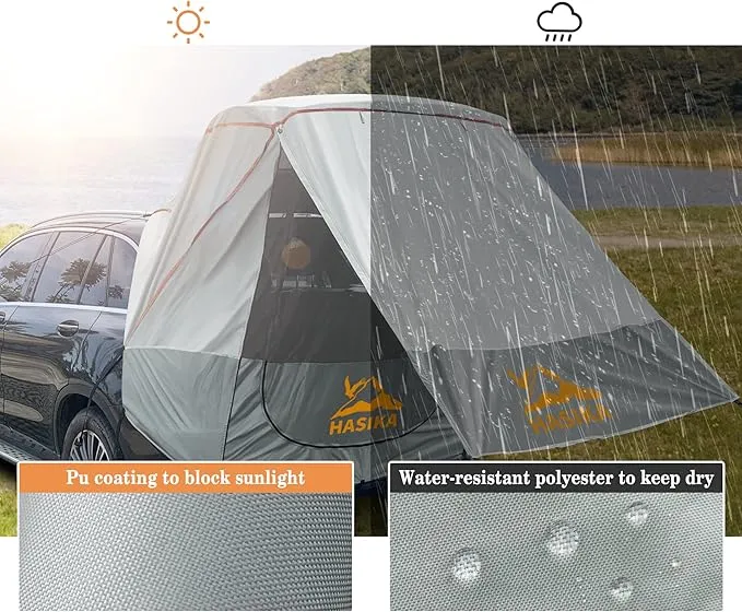 Hasika Canopy Tent Sun Shade Awning for Camping Road Trip Park Waterproof 3000MM UPF 50  Gray (Large)