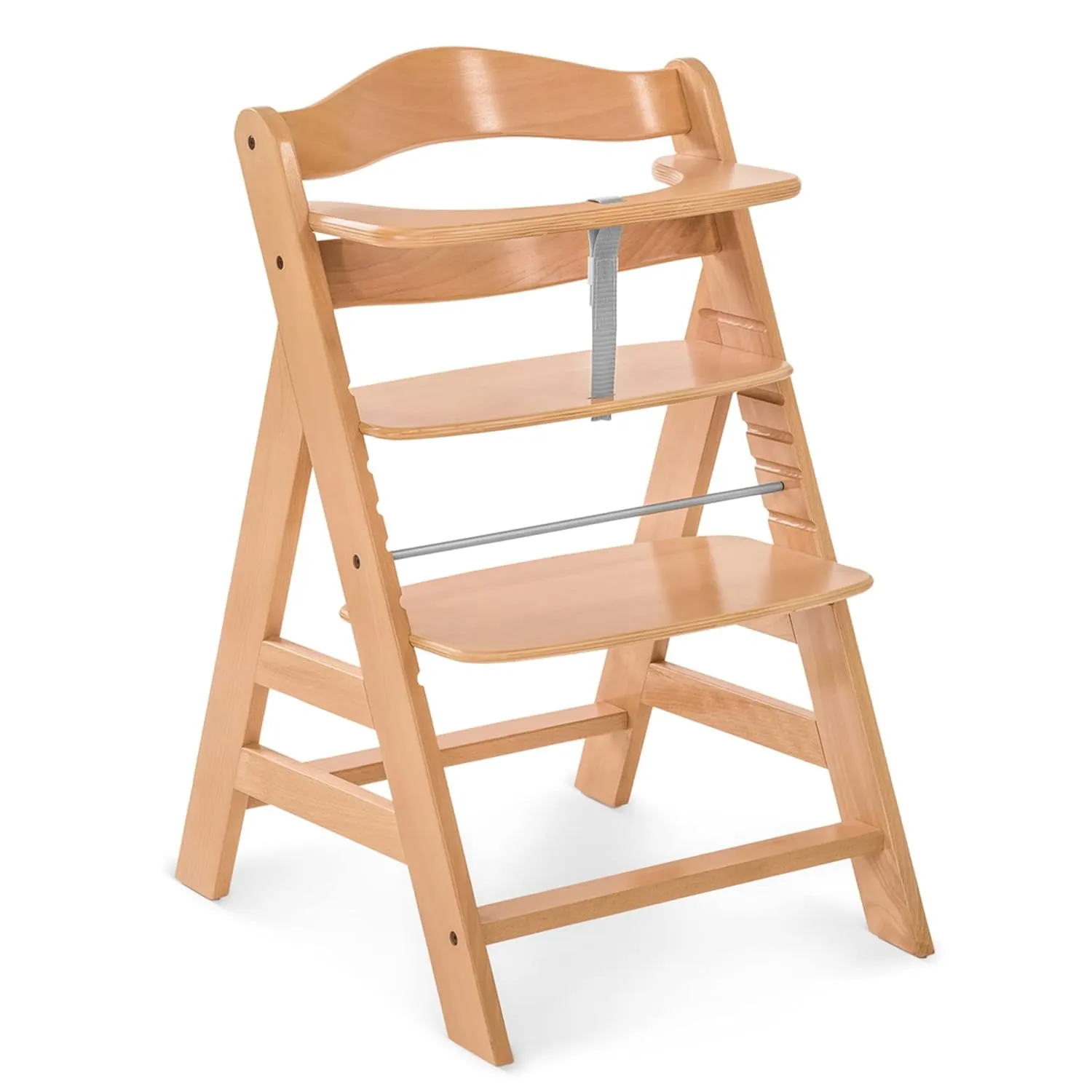 hauck Alpha  Grow Along Wooden High Chair Seat with Grey Removable Tray Table and Grey Deluxe Seat Cushion Pad for Babies 6 Months and Up