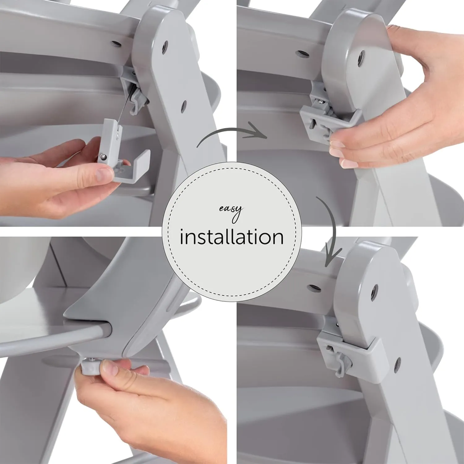 hauck Alpha  Grow Along Wooden High Chair Seat with Grey Removable Tray Table and Grey Deluxe Seat Cushion Pad for Babies 6 Months and Up