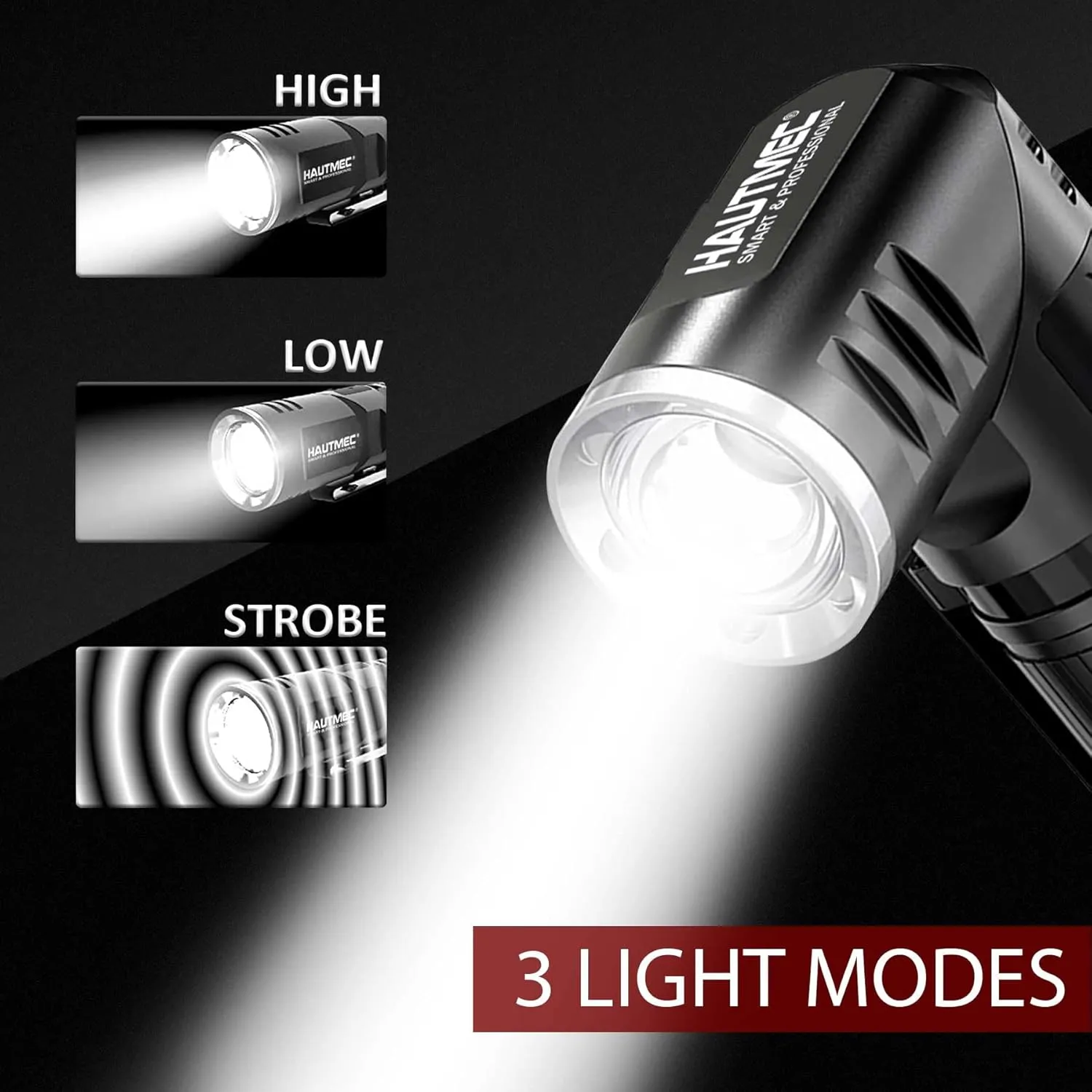 HAUTMEC Rechargeable LED Flashlights 500 High Lumens Super Bright Magnetic Flashlight Waterproof Mini Flashlight 3 Modes Handheld Small Flashlights Powerful for Camping, Outdoor, Hiking(2 Pack)