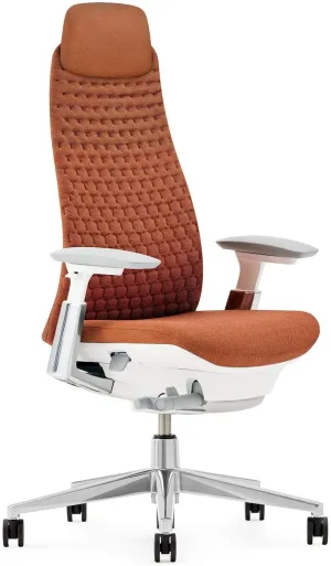 Haworth Fern Executive Office Chair with Ergonomic Innovations - Stylish Desk Chair with Digital Knit Finish and Adjustable Headrest - with Lumbar Support (Ember)