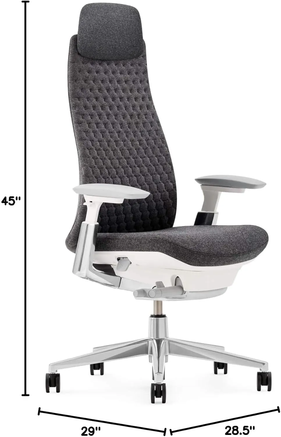 Haworth Fern Executive Office Chair with Ergonomic Innovations - Stylish Desk Chair with Digital Knit Finish and Adjustable Headrest - with Lumbar Support (Heathered Grey)