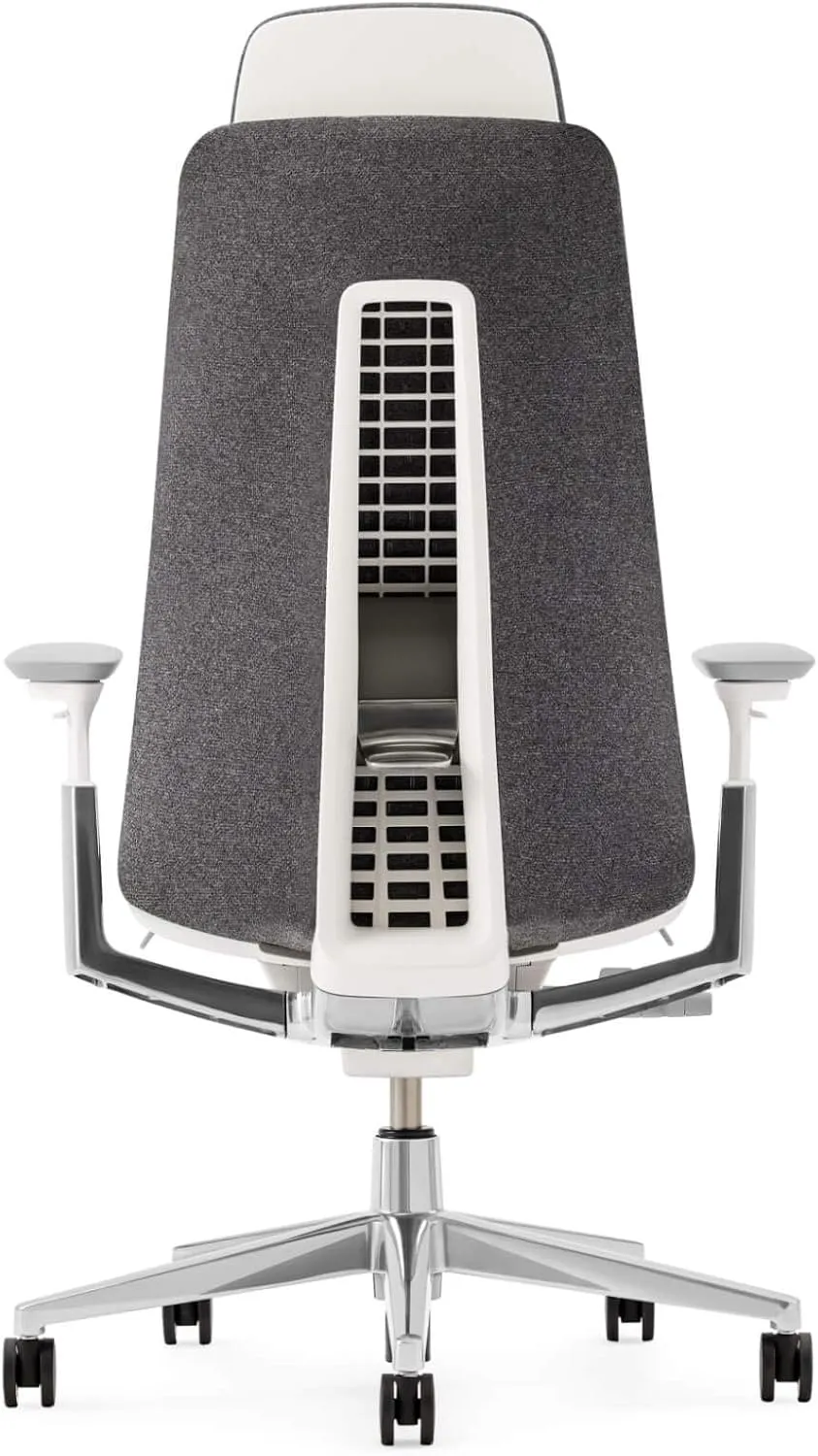 Haworth Fern Executive Office Chair with Ergonomic Innovations - Stylish Desk Chair with Digital Knit Finish and Adjustable Headrest - with Lumbar Support (Heathered Grey)