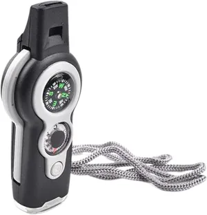 HBJWOV 7 in 1 Emergency Survival Whistle Compass Magnifier Lens LED Signal Lights