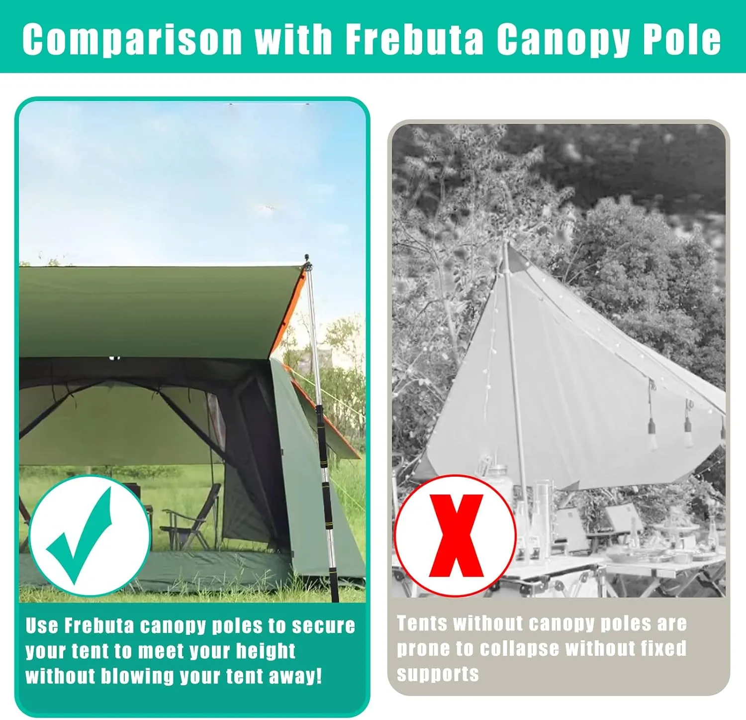 Heavy Duty Telescoping Canopy Poles, 2.75 to 9.5Ft - Stainless Steel Tubes, Sponge Long Handle, For Shade Cloth Poles & Sails