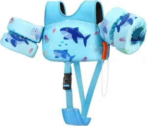 HeySplash Toddler Swim Vest, Toddler Floaties Fit 13-30/22-44 Lbs,Kids Swim Jacket with Adjustable Strap, Arm Floaties Water Wing Arm Band for Children Learn to Swim, Puddle Sea Beach Jumper Boy Girl