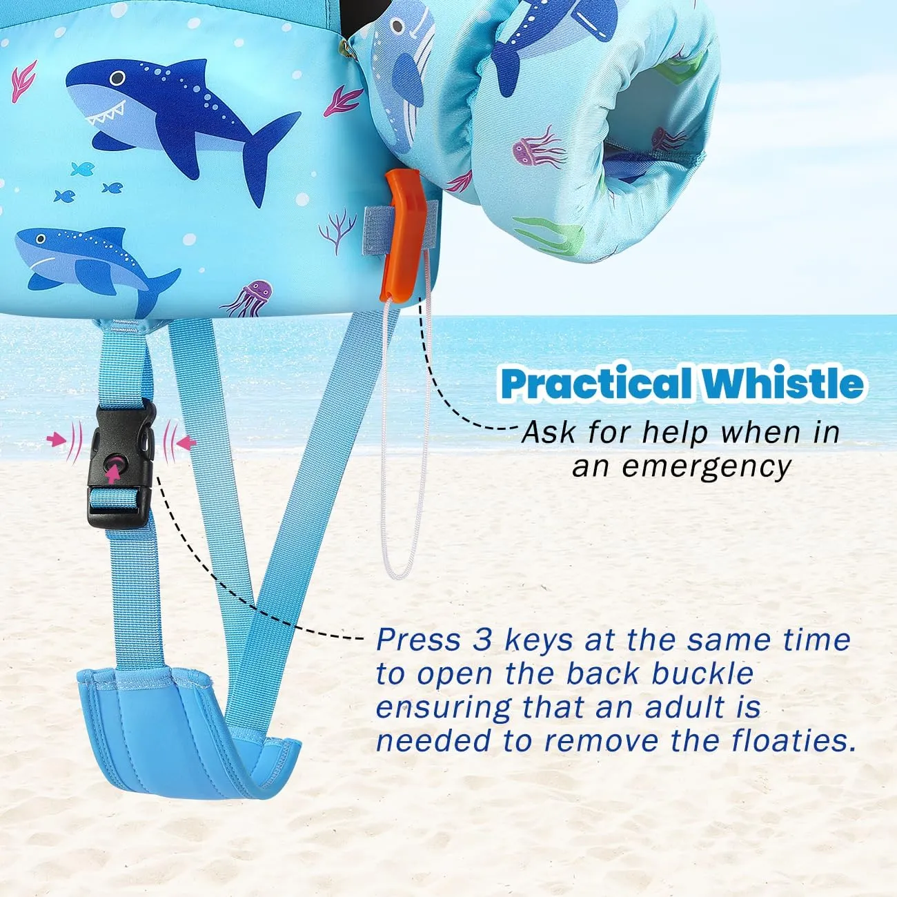 HeySplash Toddler Swim Vest, Toddler Floaties Fit 13-30/22-44 Lbs,Kids Swim Jacket with Adjustable Strap, Arm Floaties Water Wing Arm Band for Children Learn to Swim, Puddle Sea Beach Jumper Boy Girl