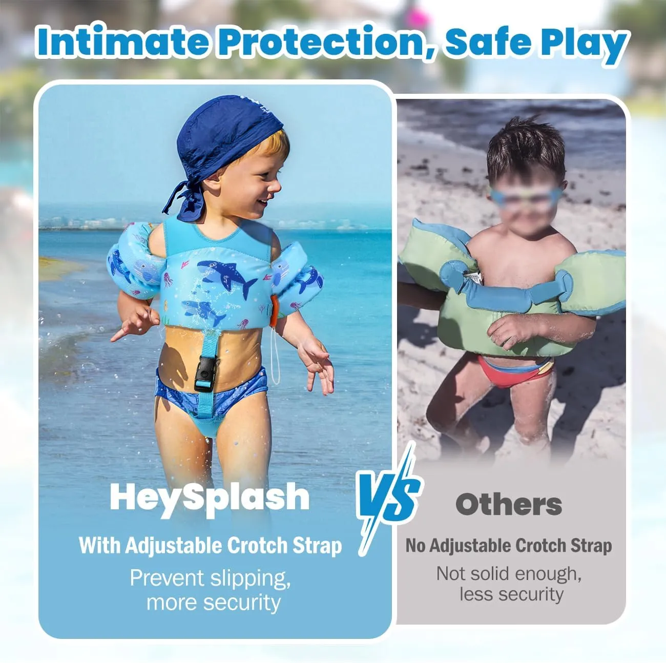 HeySplash Toddler Swim Vest, Toddler Floaties Fit 13-30/22-44 Lbs,Kids Swim Jacket with Adjustable Strap, Arm Floaties Water Wing Arm Band for Children Learn to Swim, Puddle Sea Beach Jumper Boy Girl