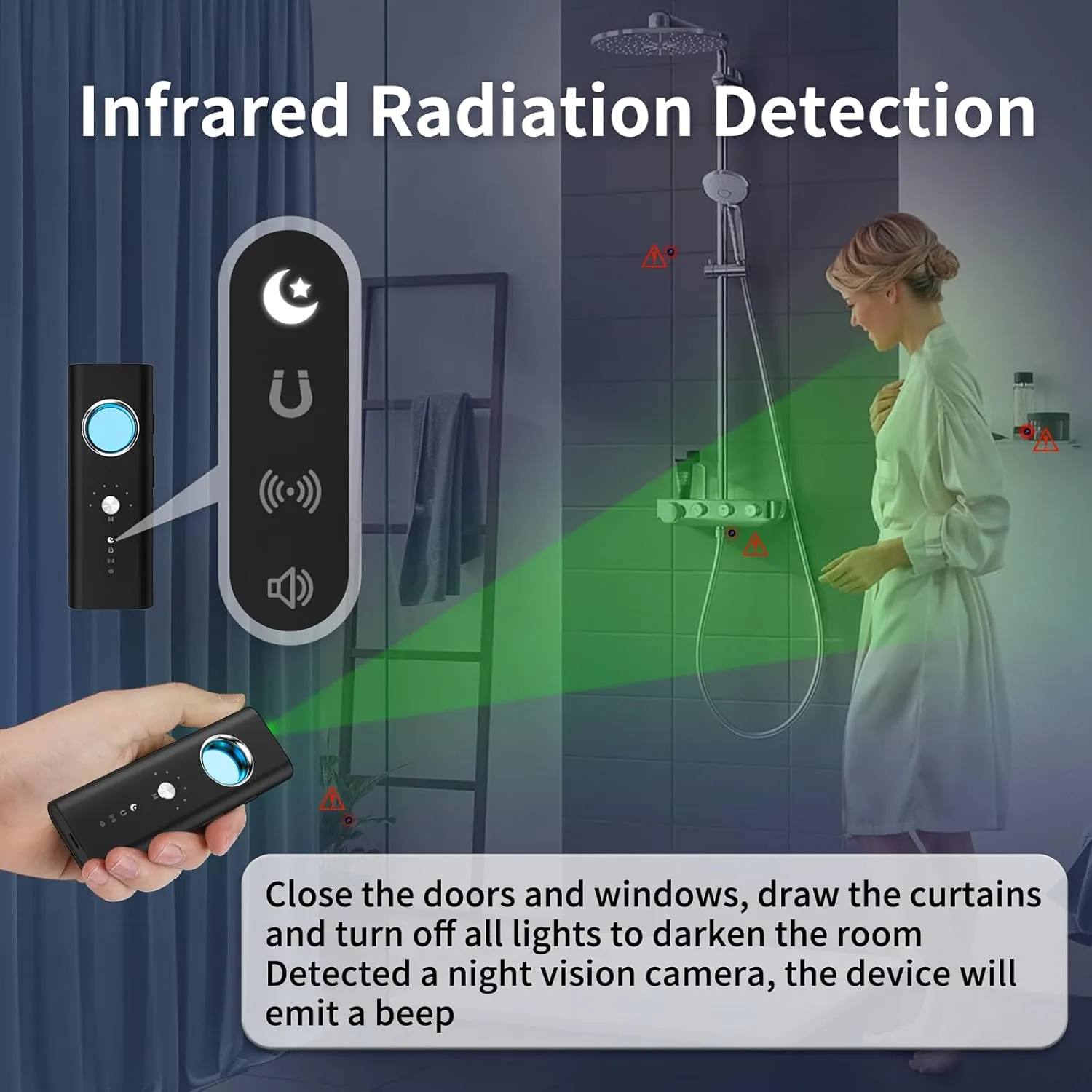Hidden Camera Detectors for Travel, Anti Spy Detector, GPS Tracker Detector for Cars, Portable Bug Detector,RF Signal Finder for Hotel Home Office Bathroom Car Airbnb