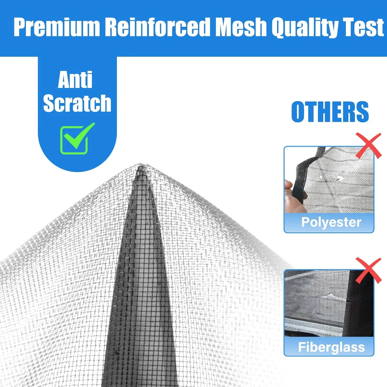 High-Density Magnetic Screen Door Mesh for Home and Patio, Tear Resistant Backdoor Screen Net with Magnetic Closure