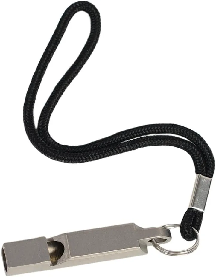 High Pitch Emergency Whistle Single Tube Loud for Camping & | Titanium Alloy Loudest Emergency Survival Whistle with Lanyard - Compact & Portable