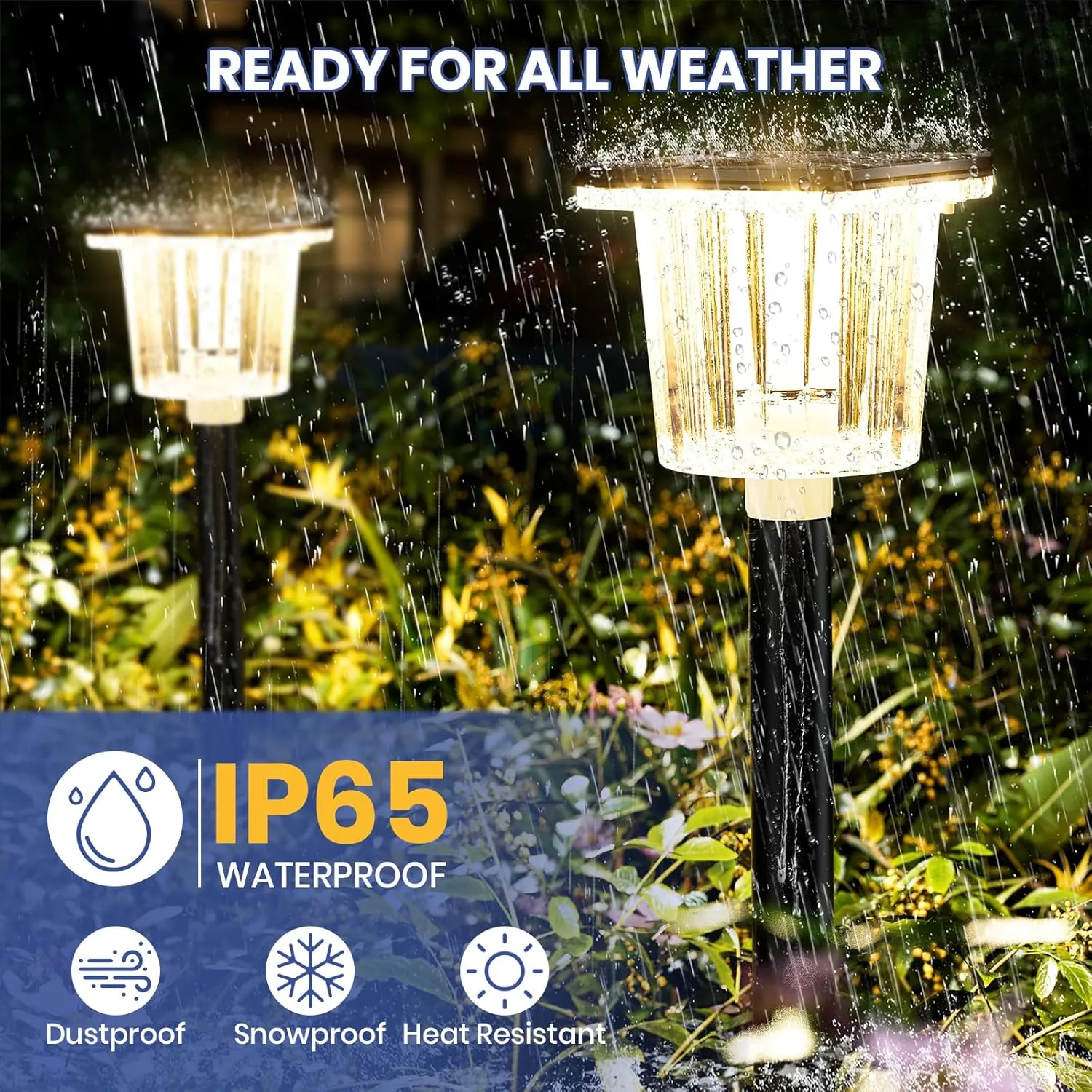 HIGH-POWER 2-in-1 Warm&Cold,8 Pack SUPER BRIGHT Solar Lights Outdoor IP65 Waterproof,3000/12000K Solar Pathway Lights ,Up to 28 Hrs Solar Walkway Lights for Yard,Patio,Landscape,Sidewalk,Driveway,Lawn