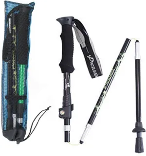 Hiking Sticks, Collapsible Aluminium Alloy Trekking Poles, Lightweight Shock-Absorbing Balancing Stick with Cork Grip and Strap, for Outdoor Hiking Walking Trekking(Black)
