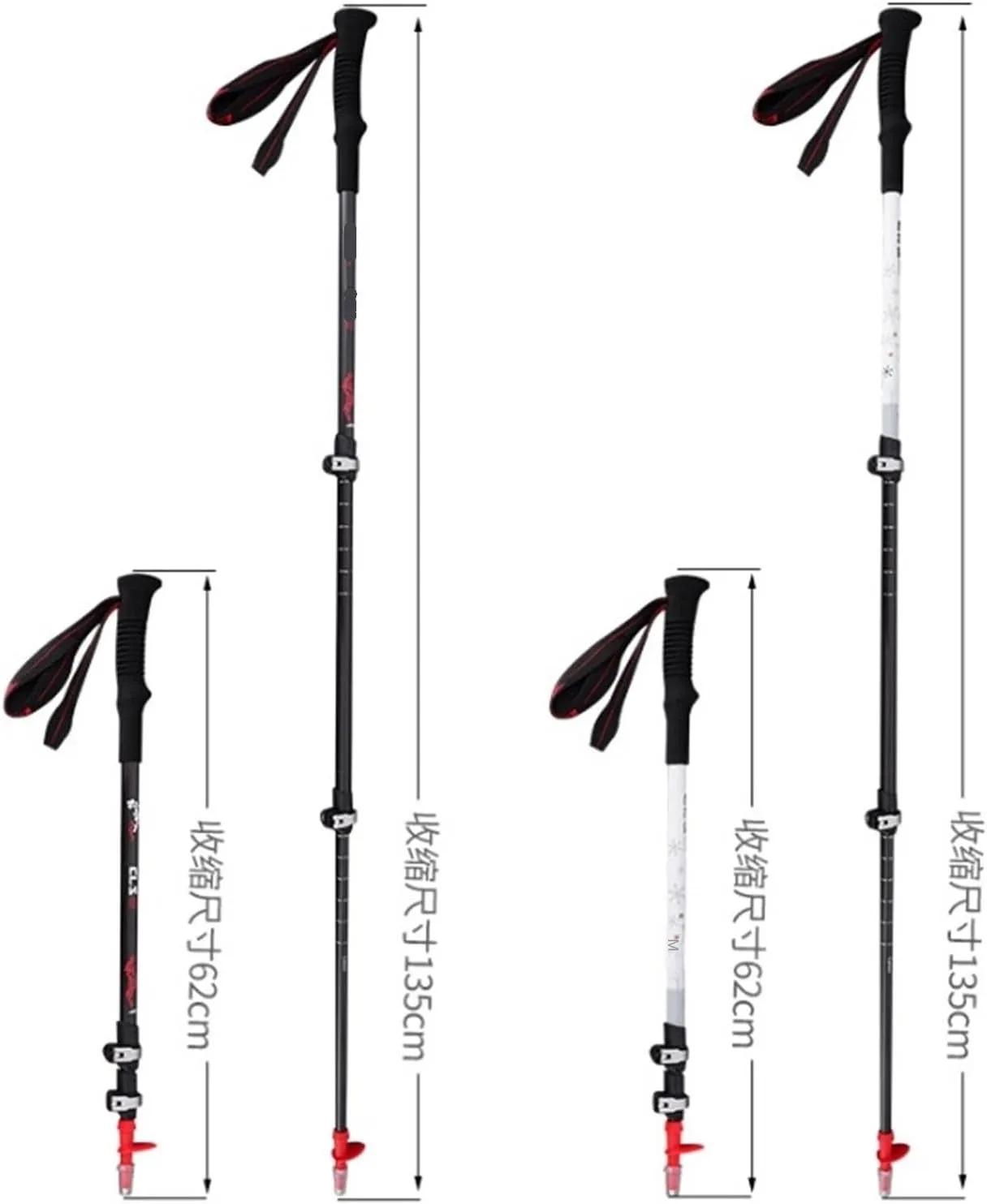 Hiking Trekking Poles Carbon Fiber Trekking Poles Telescopic Walking Sticks Ultralight Hiking Poles for Backpack Hiking Sticks for Trekking(White)
