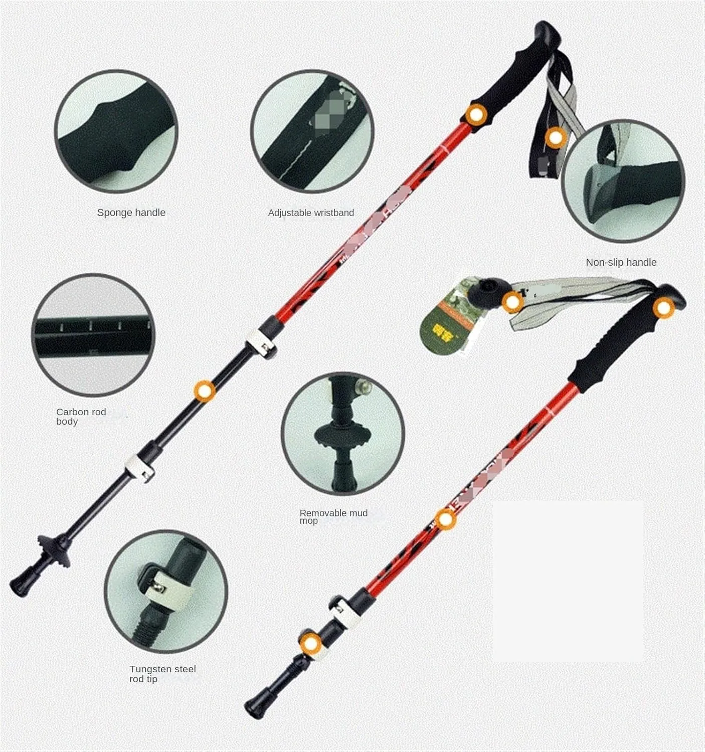 Hiking Trekking Poles Telescopic Walking Sticks Carbon Fiber Hiking Poles Lightweight for Hiking Walking Running Hiking Sticks for Trekking(White)