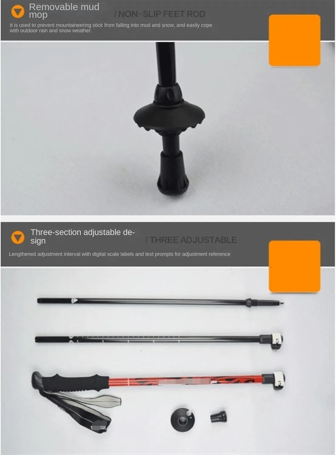 Hiking Trekking Poles Telescopic Walking Sticks Carbon Fiber Hiking Poles Lightweight for Hiking Walking Running Hiking Sticks for Trekking(White)