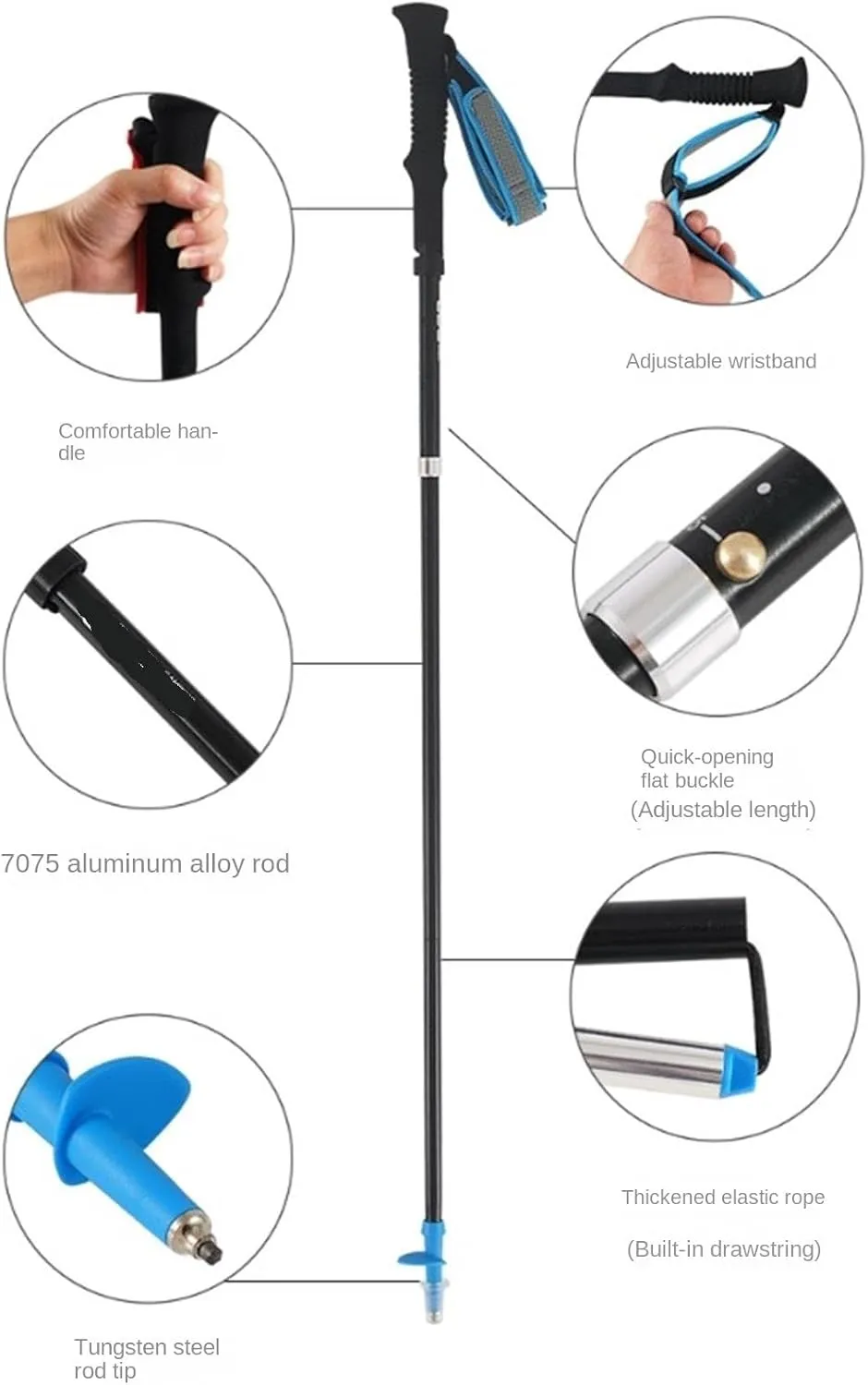 Hiking Trekking Poles Ultralight Aluminum Alloy Trekking Poles Lightweight Strong Hiking Pole for Camping Mountaining Hiking Sticks for Trekking