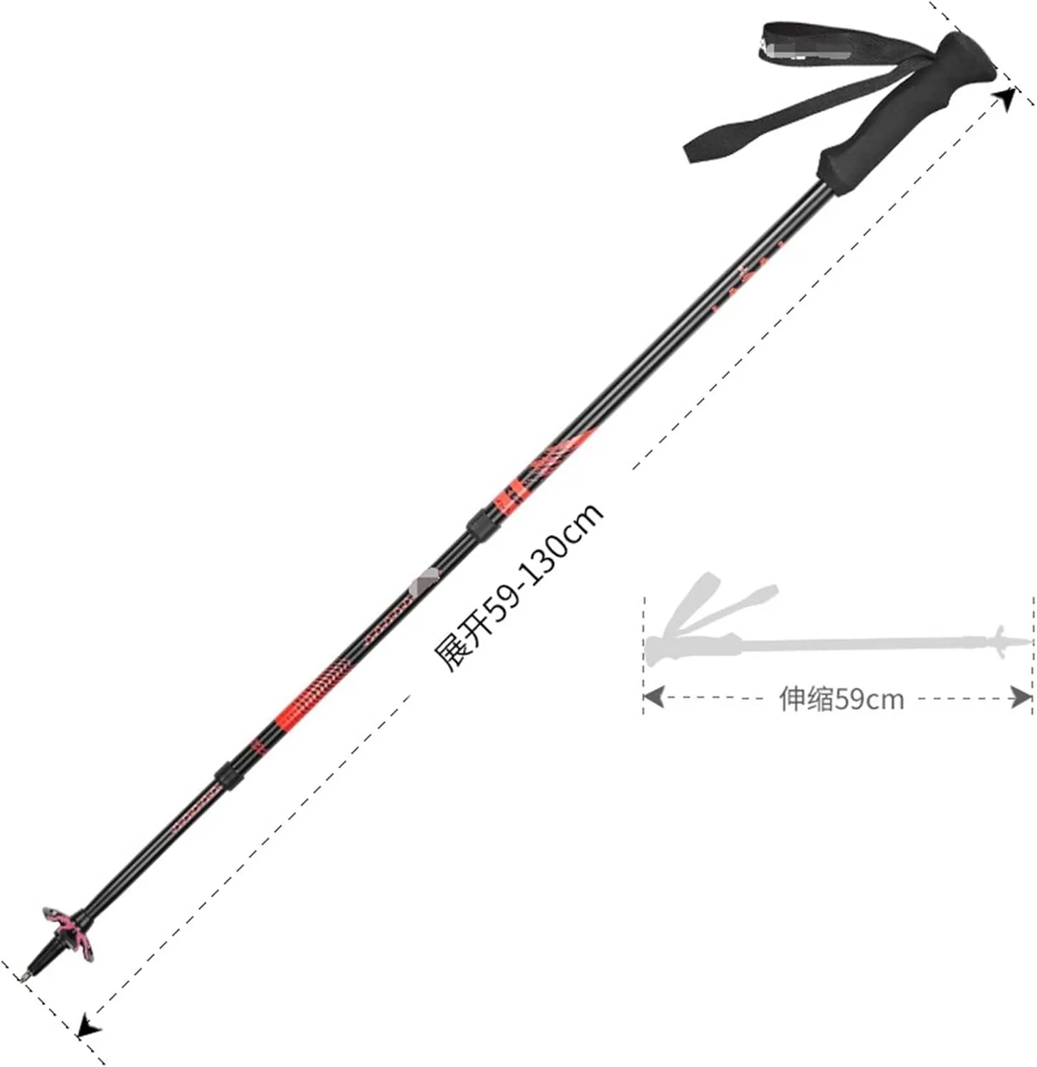 Hiking Trekking Poles Walking Trekking PolesTelescopic Ultralight for Hiking Camping Mountaining Backpacking Hiking Sticks for Trekking(Red)