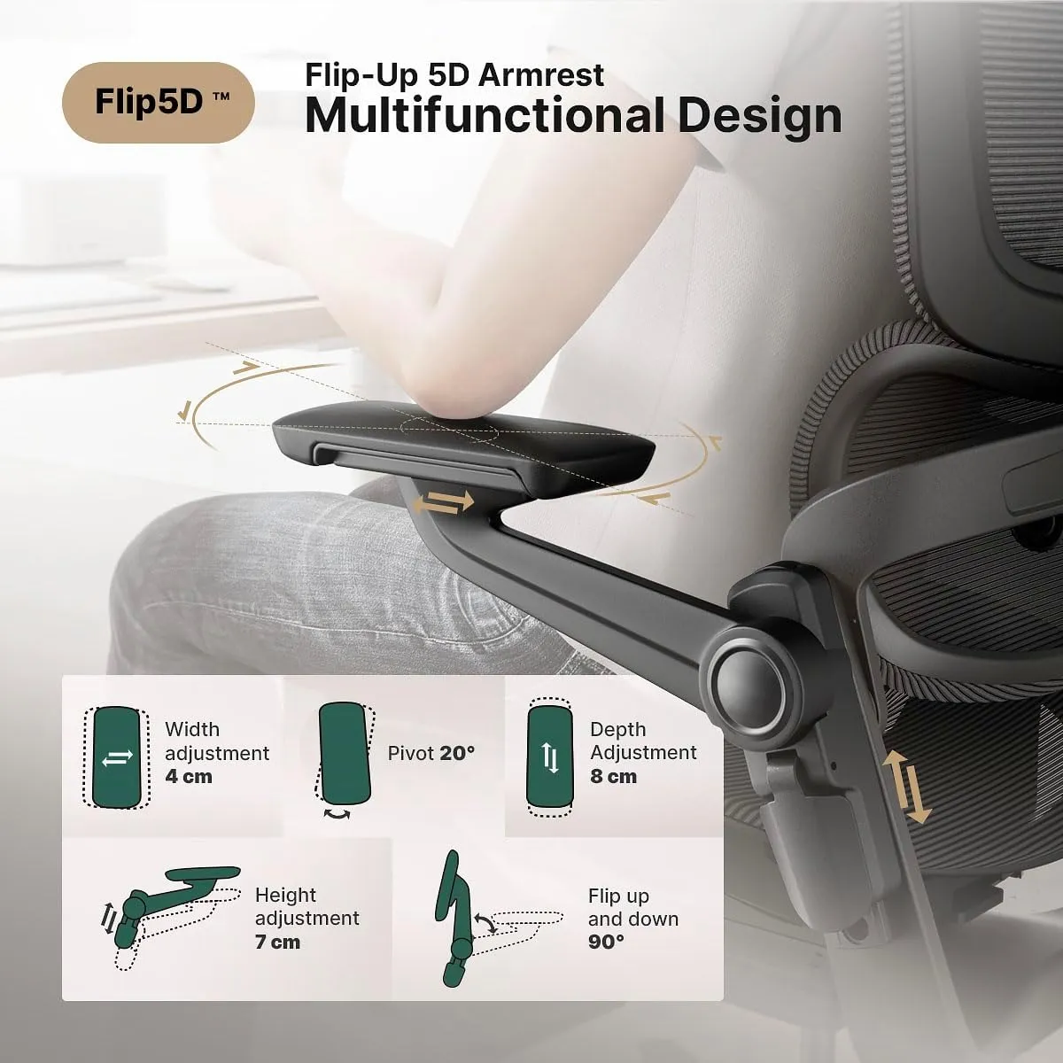 HINOMI H1 Pro V2 Ergonomic Office Chair with Foot Rest - Comfy Home Office Desk Computer Chair, Comfortable Mesh Seat with Adjustable Back Support, Swivel Wheels, Flip-up Arms for Work (Black, Medium)