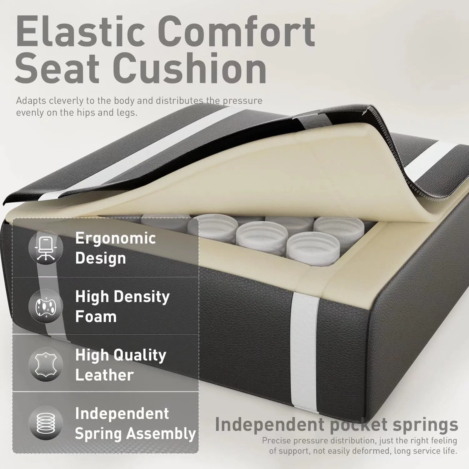 HLDIRECT Gaming Chair, Ergonomic Video Game Seat with 360° Swivel & Lumbar Massage, Computer Chair PU Leather Cushion for Adults Home/Office Use (Black & White)