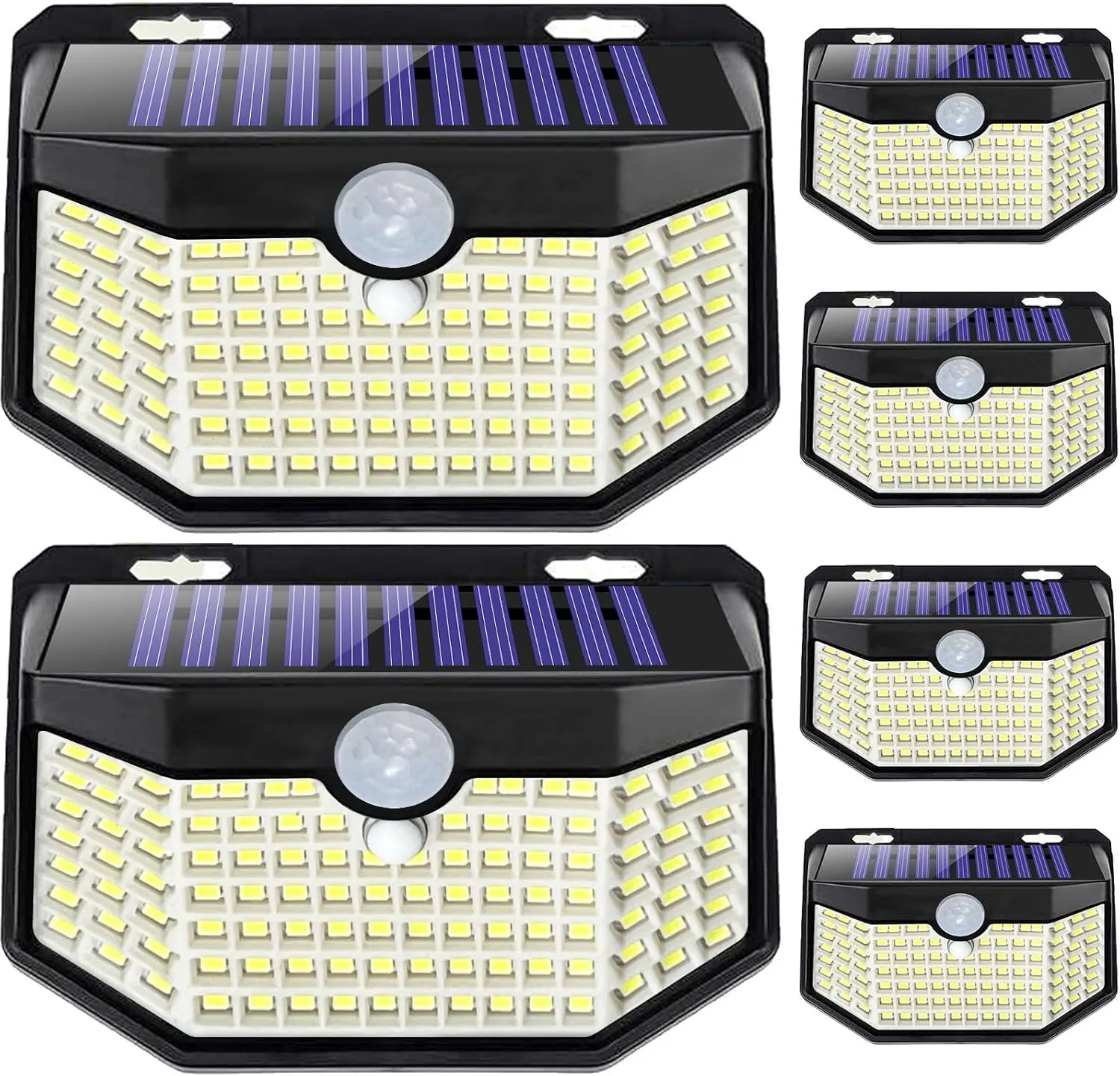 HMCITY 120 LED Outdoor Solar Lights with Motion Sensor and 3 Lighting Modes, IP65 Waterproof Wide Solar Wall Lights Ideal for Garden Patio Yard(6 Pack)
