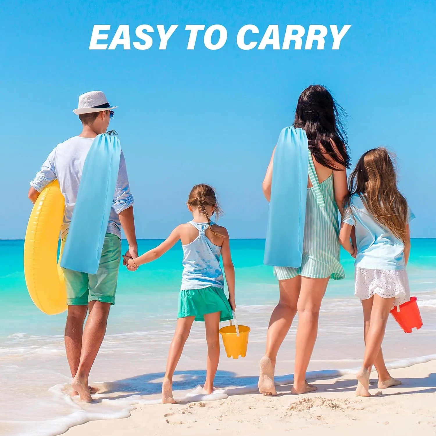 Homcosan Portable Low Folding Beach Chairs Set of 2 - Lightweight Camping Chairs for Adults with Cup Holder & Storage Pockets, Carry Bag Included (Blue)