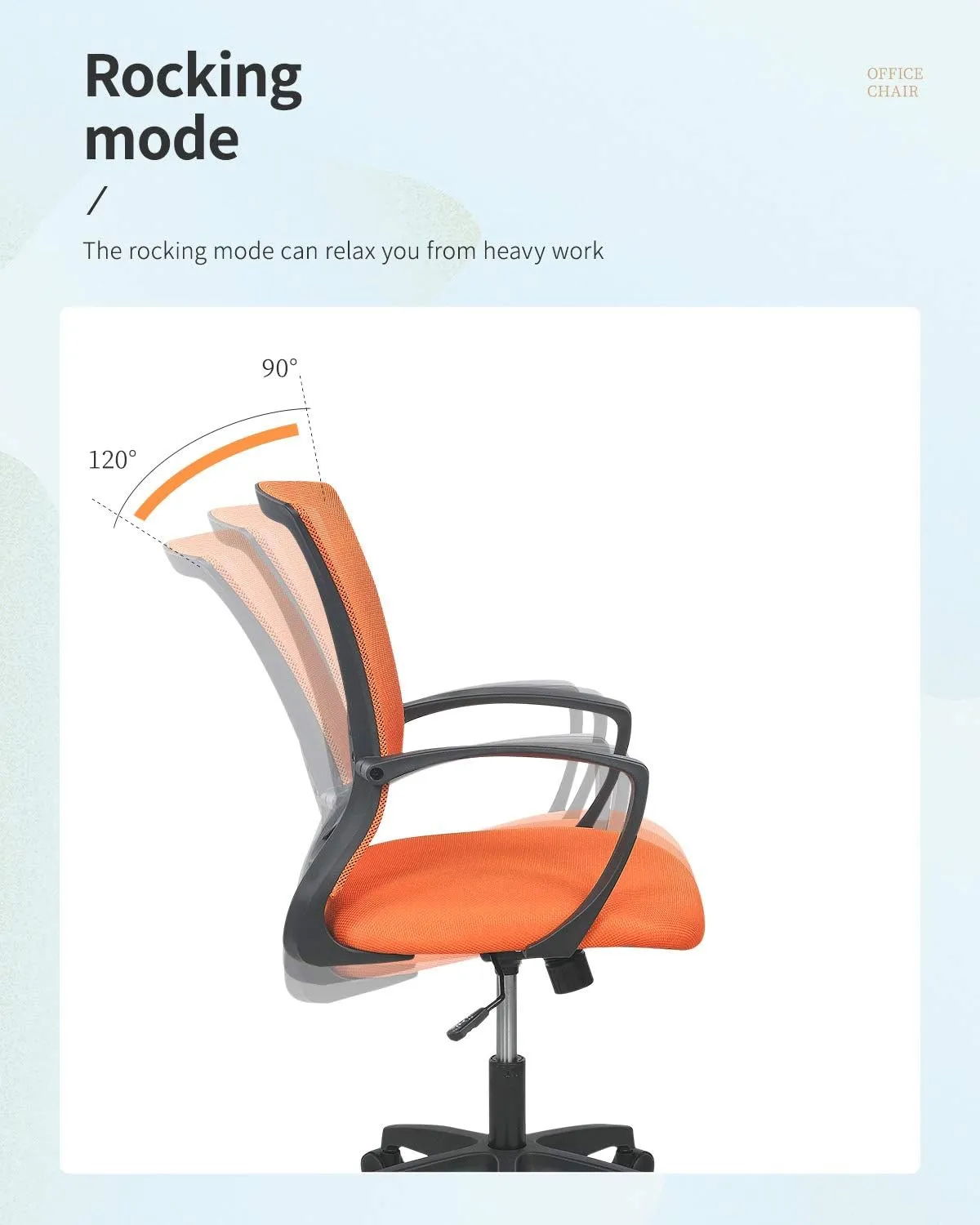 Home Office Chair Mid Back PC Swivel Lumbar Support Adjustable Desk Task Computer Ergonomic Comfortable Mesh Chair with Armrest (Orange)