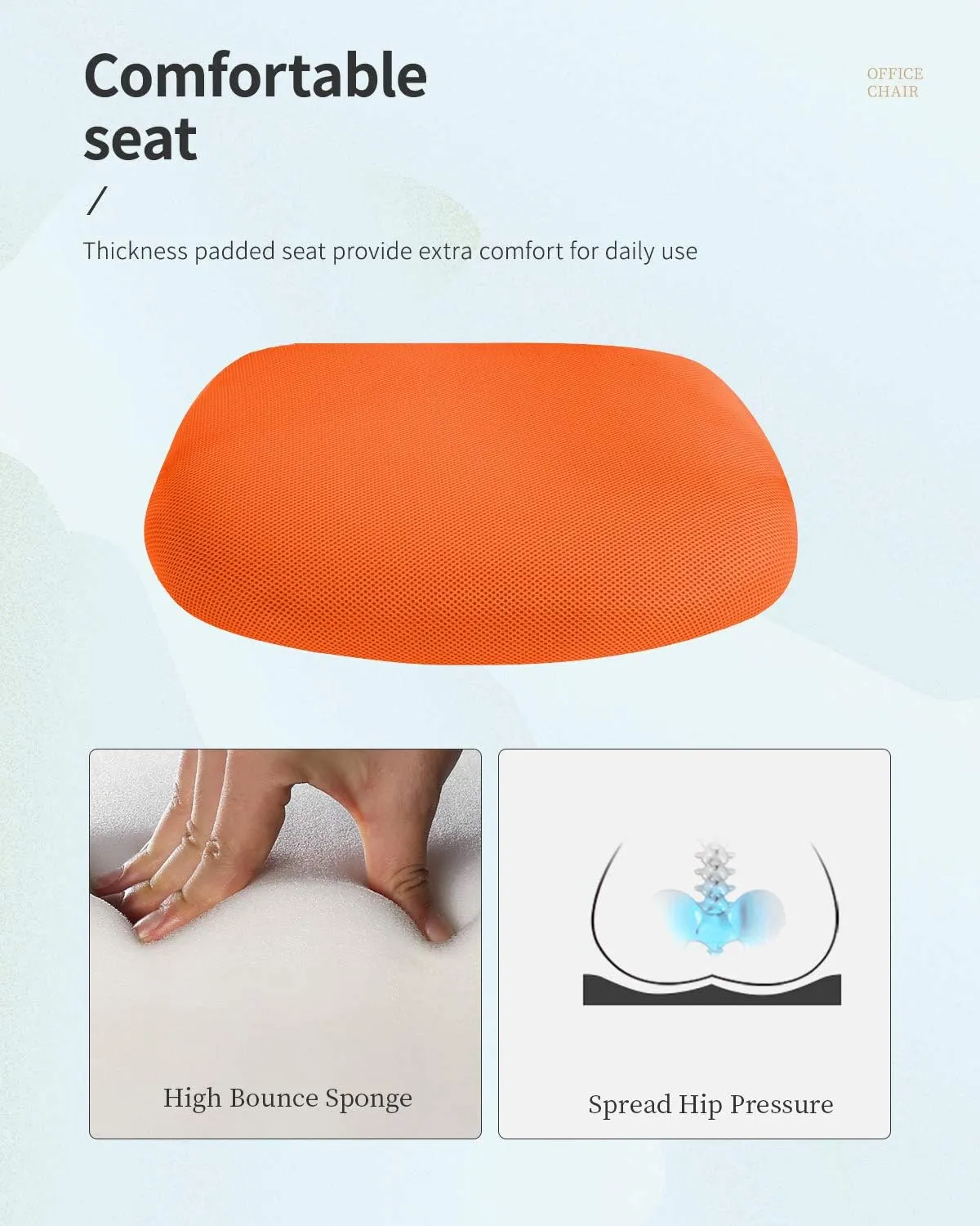 Home Office Chair Mid Back PC Swivel Lumbar Support Adjustable Desk Task Computer Ergonomic Comfortable Mesh Chair with Armrest (Orange)