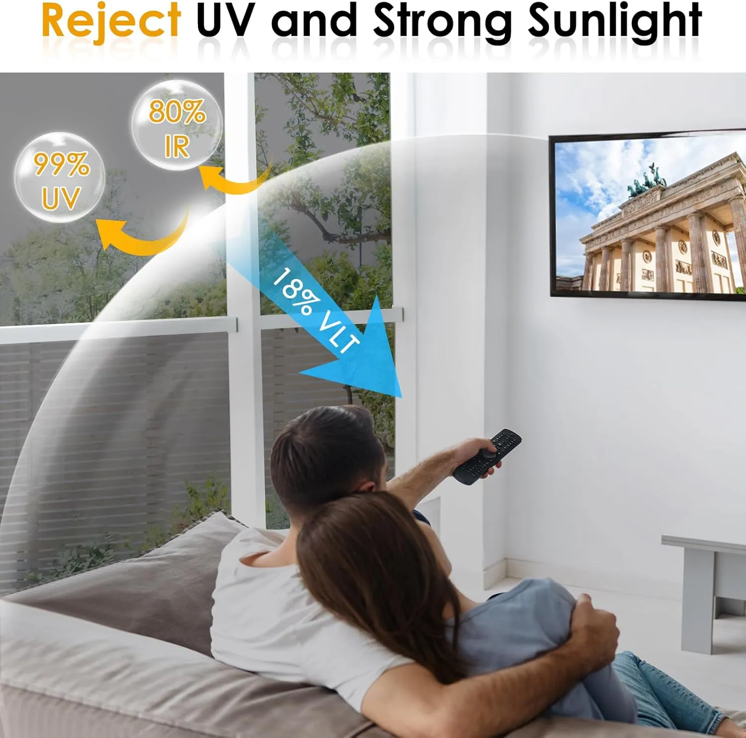 Homein One Way Window Privacy Film, Heat Blocking Reflective Mirror Window Tint for Home See Out Not in, Sun Blocker UV Protection Peel and Stick House Glass Door, 35.4 in X 13.1 Feet, Black