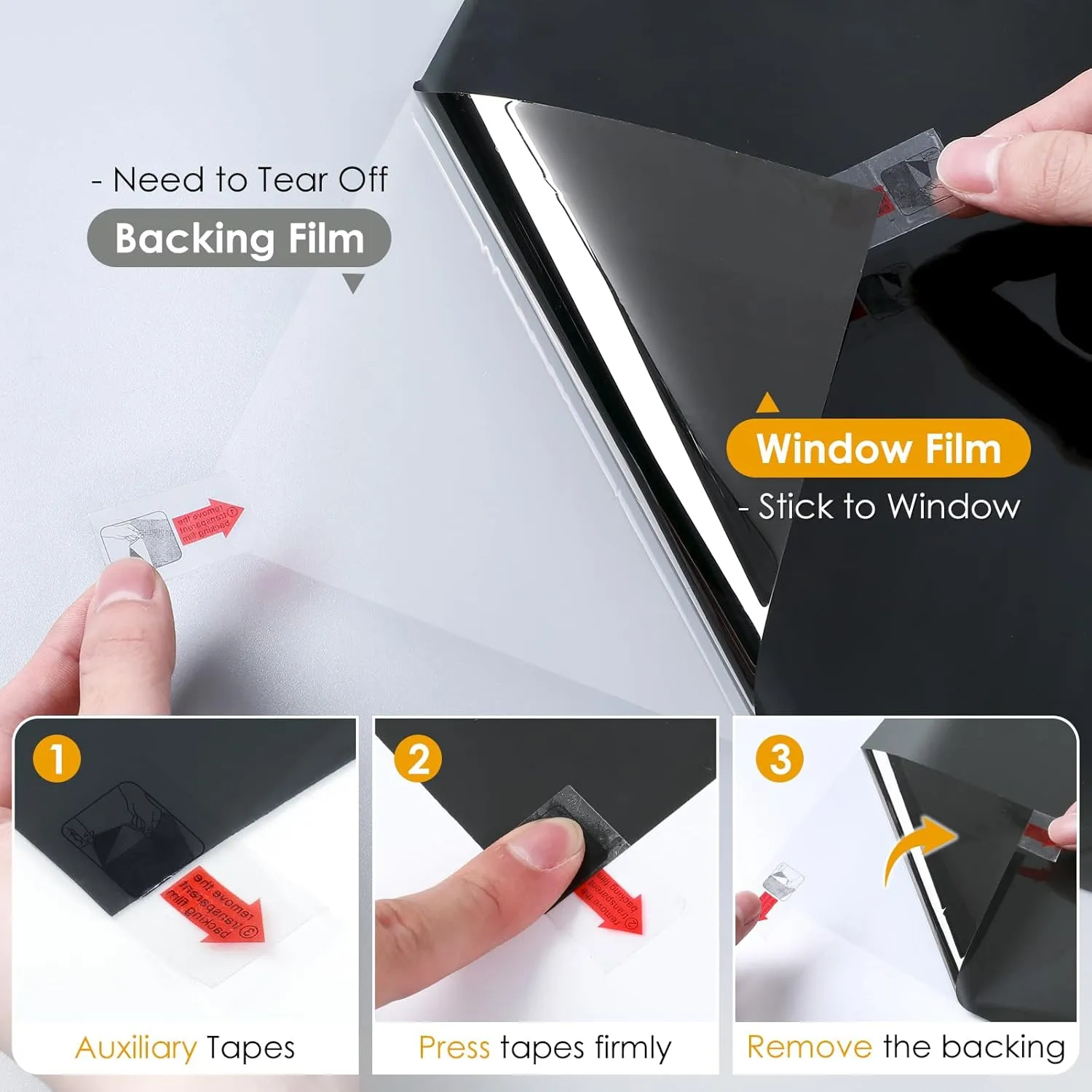 Homein One Way Window Privacy Film, Heat Blocking Reflective Mirror Window Tint for Home See Out Not in, Sun Blocker UV Protection Peel and Stick House Glass Door, 35.4 in X 13.1 Feet, Black