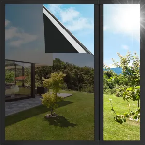 Homein One Way Window Privacy Film, Heat Blocking Reflective Mirror Window Tint for Home See Out Not in, Sun Blocker UV Protection Peel and Stick House Glass Door, 35.4 in X 13.1 Feet, Black