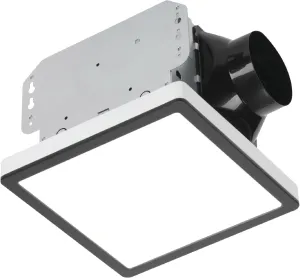 Homewerks 7105-10-MB Bathroom Fan with Light 70-CFM 1.0 Sone Square Ventilation Fan with Dimmable LED Light and Magnetic Trim Ring, Matte Black
