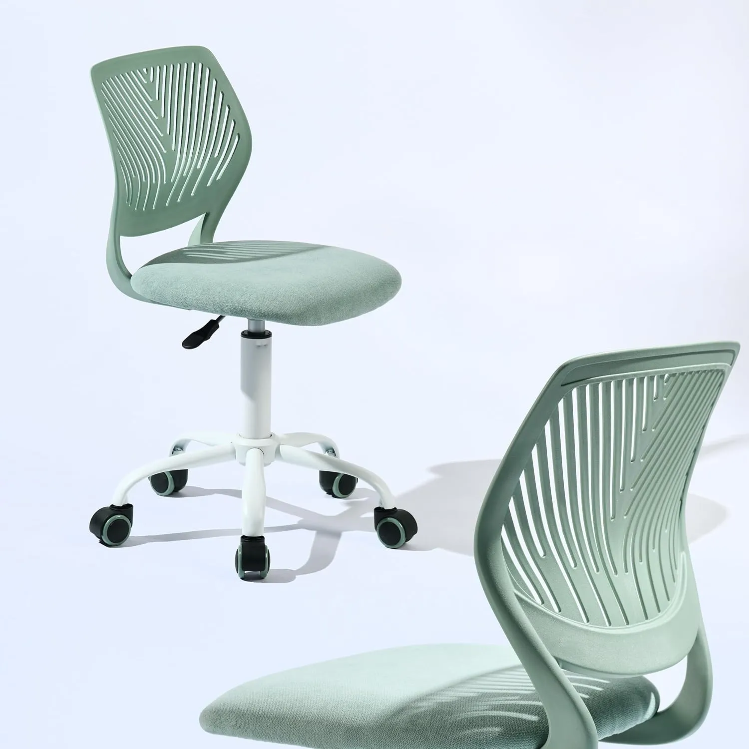 Homy Casa Armless Home Office Desk Chair, Colorful Task Chair with Soft Mesh Padded Cushion, Height Adjustable Swivel Study Computer Chair for for Girls Boys Teens (Green Ⅰ, 1PC)